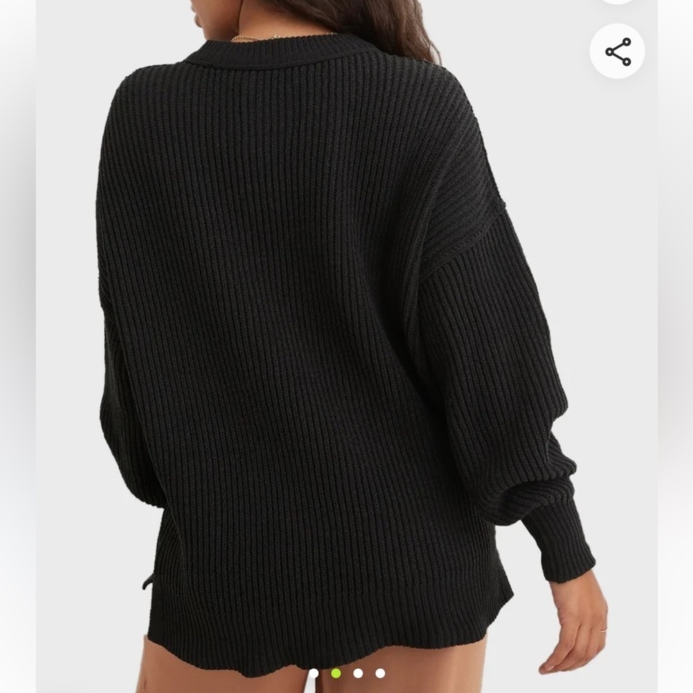 Aerie black Crew Neck Knitted Sweater XL 100% cotton - Picture 2 of 7